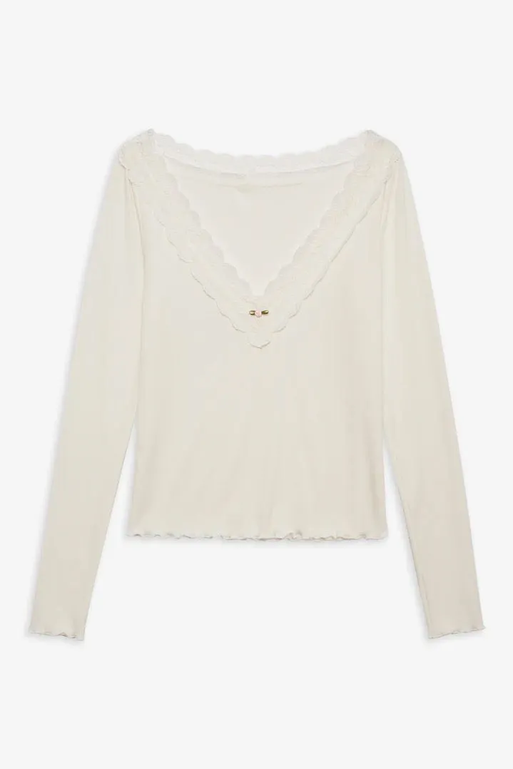 Eisley Ribbed Knit Top ~ White