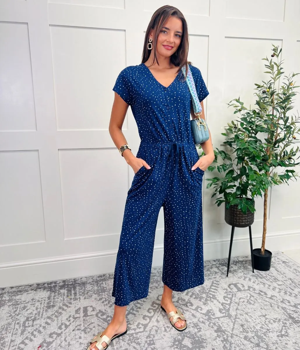 Ex Seasalt Navy Speckle Spot Maritime Jumpsuit