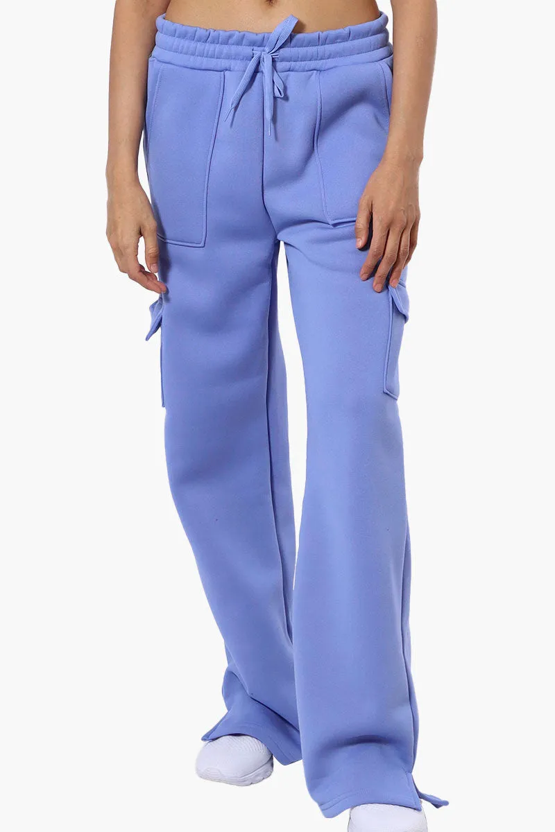 Fahrenheit Fleece Tie Waist Cargo Sweatpants - Blue