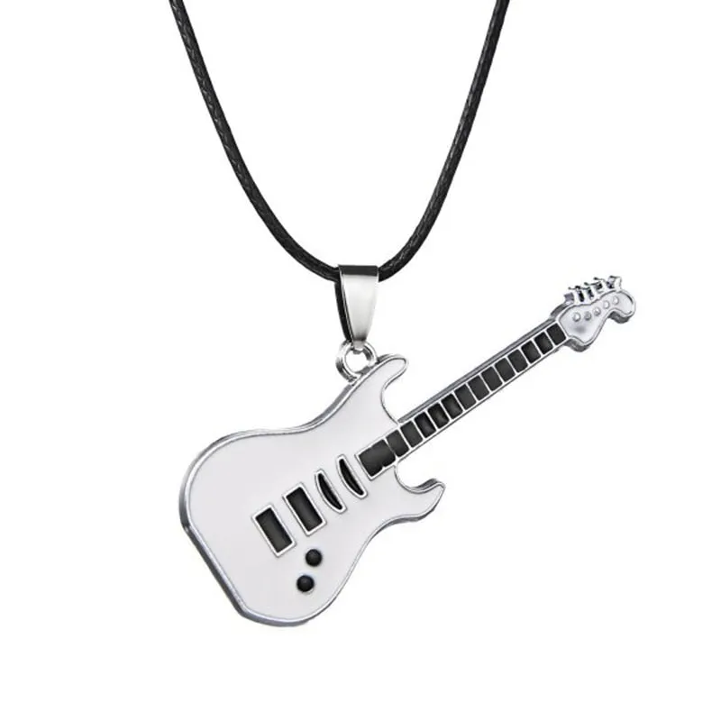 Fashion Stainless Steel Guitar Pendant Necklace For Men Punk Women Rope Chain 13 Styles Boy Female Party Jewelry Gifts Choker