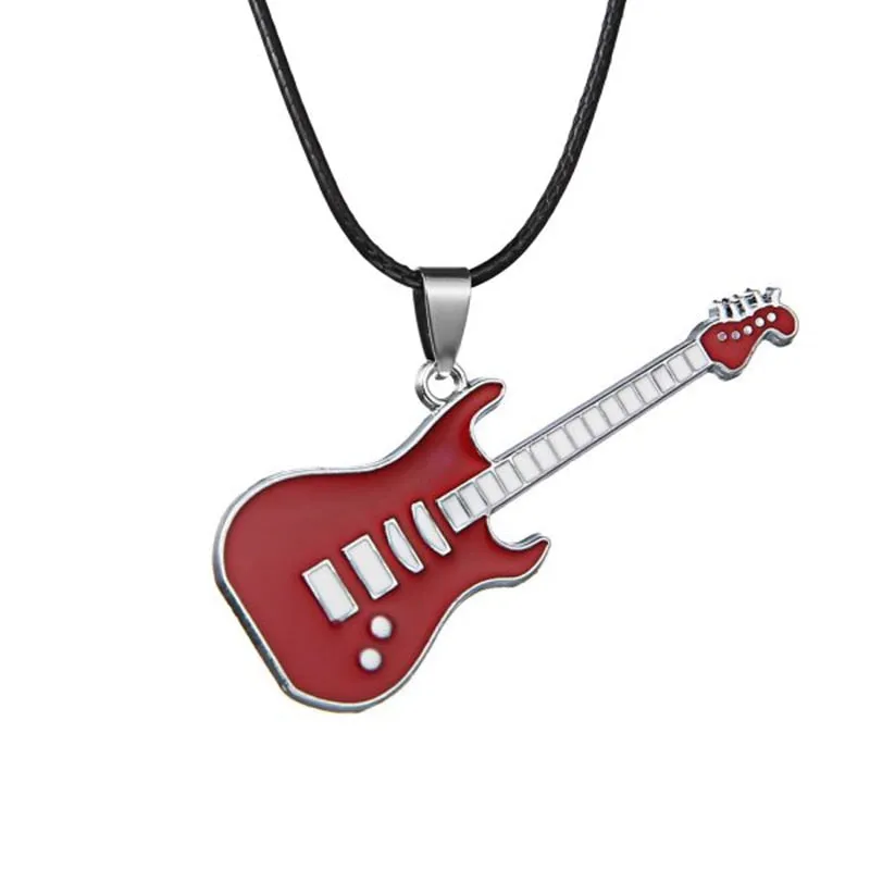 Fashion Stainless Steel Guitar Pendant Necklace For Men Punk Women Rope Chain 13 Styles Boy Female Party Jewelry Gifts Choker