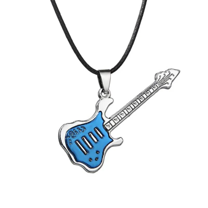 Fashion Stainless Steel Guitar Pendant Necklace For Men Punk Women Rope Chain 13 Styles Boy Female Party Jewelry Gifts Choker