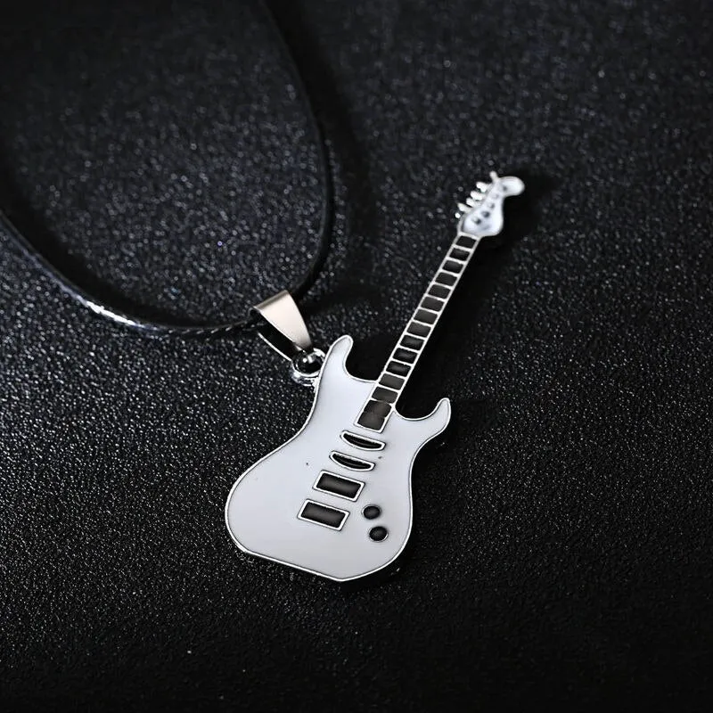 Fashion Stainless Steel Guitar Pendant Necklace For Men Punk Women Rope Chain 13 Styles Boy Female Party Jewelry Gifts Choker