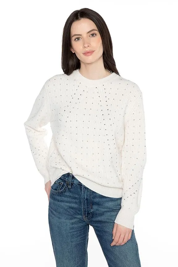 Fashioned Rib Crystal Crew Sweater