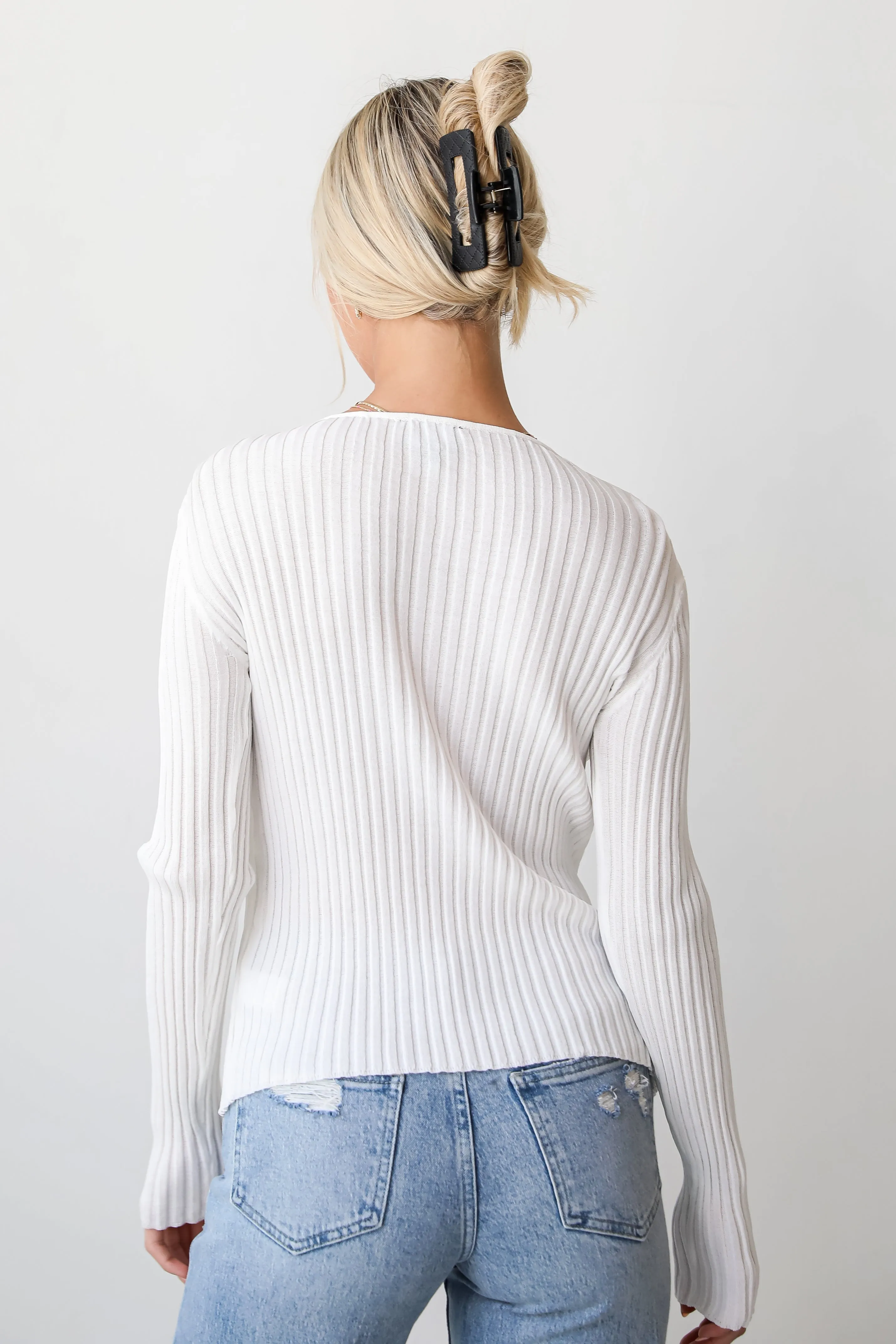 FINAL SALE - Essential Companion Ivory Ribbed Knit Cardigan Top