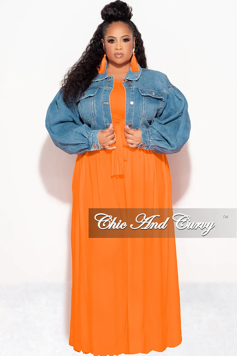 Final Sale Plus Size Denim Jacket with Balloon Sleeves in Denim