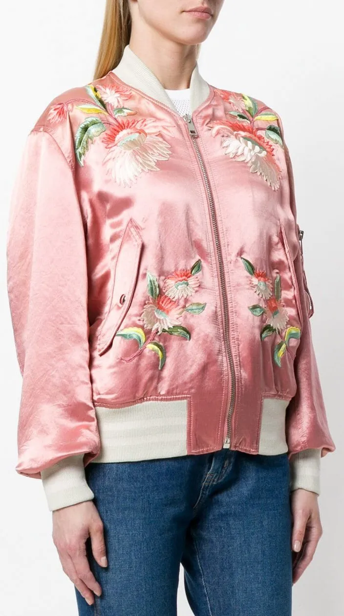 Floral Embroidered Bomber Jacket