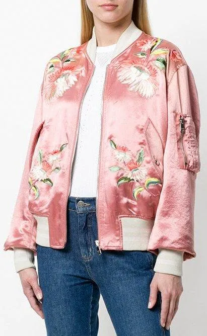 Floral Embroidered Bomber Jacket