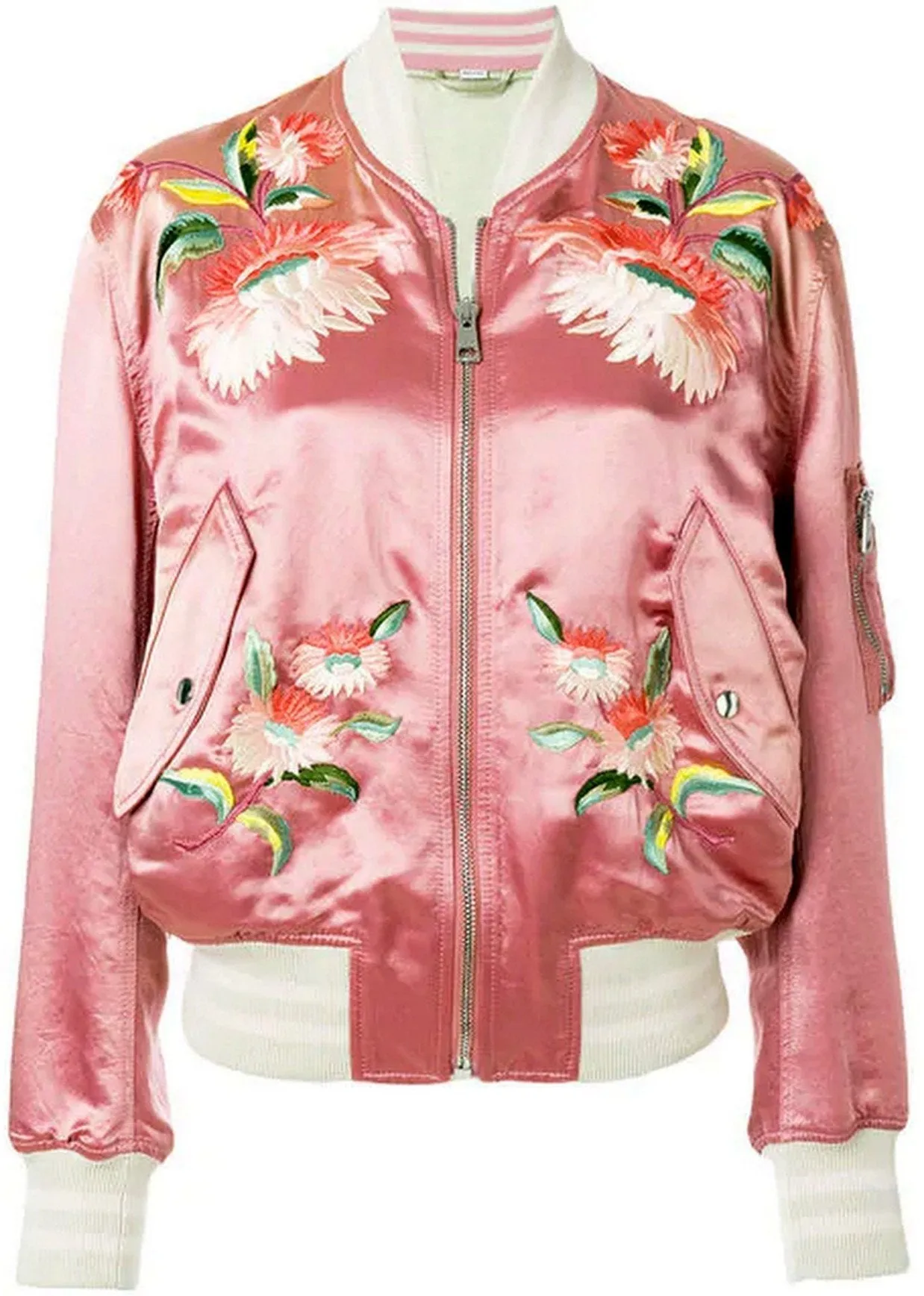 Floral Embroidered Bomber Jacket