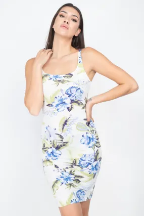 Floral Square Neck Bodycon Dress