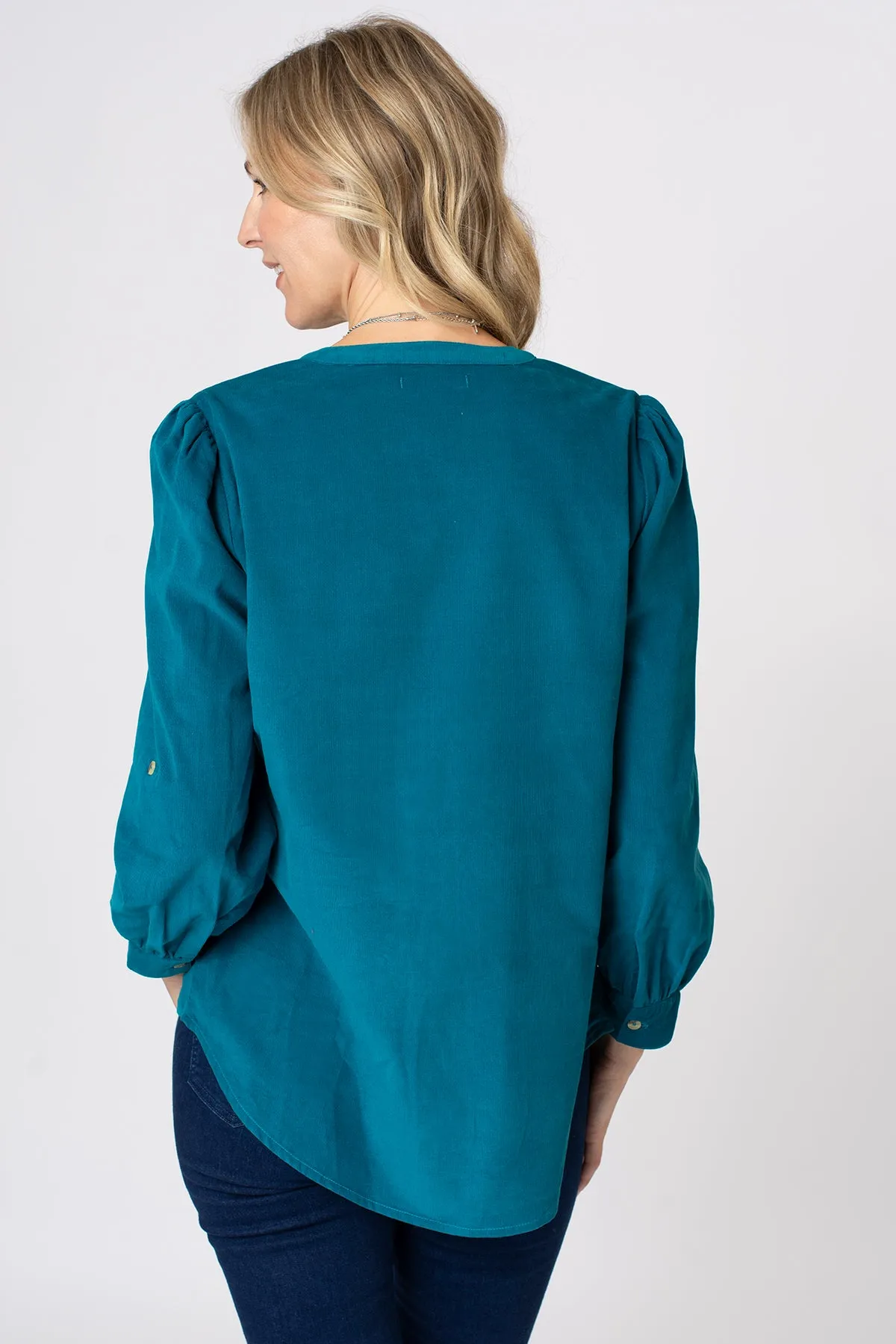 Frill Notch Neck Cord Shirt