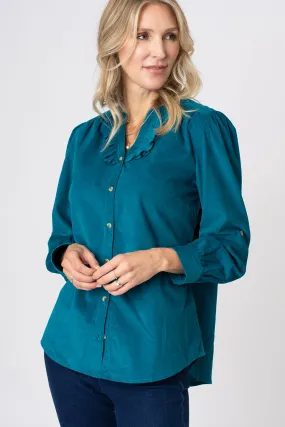 Frill Notch Neck Cord Shirt