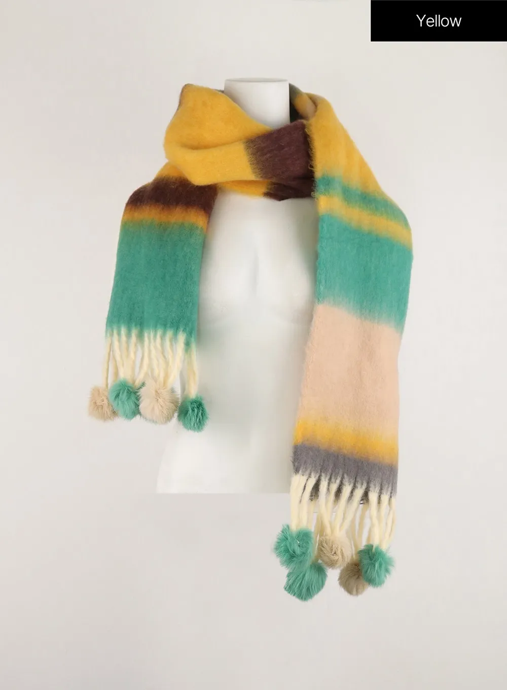 Fringed Wool Color Striped Scarf OD308