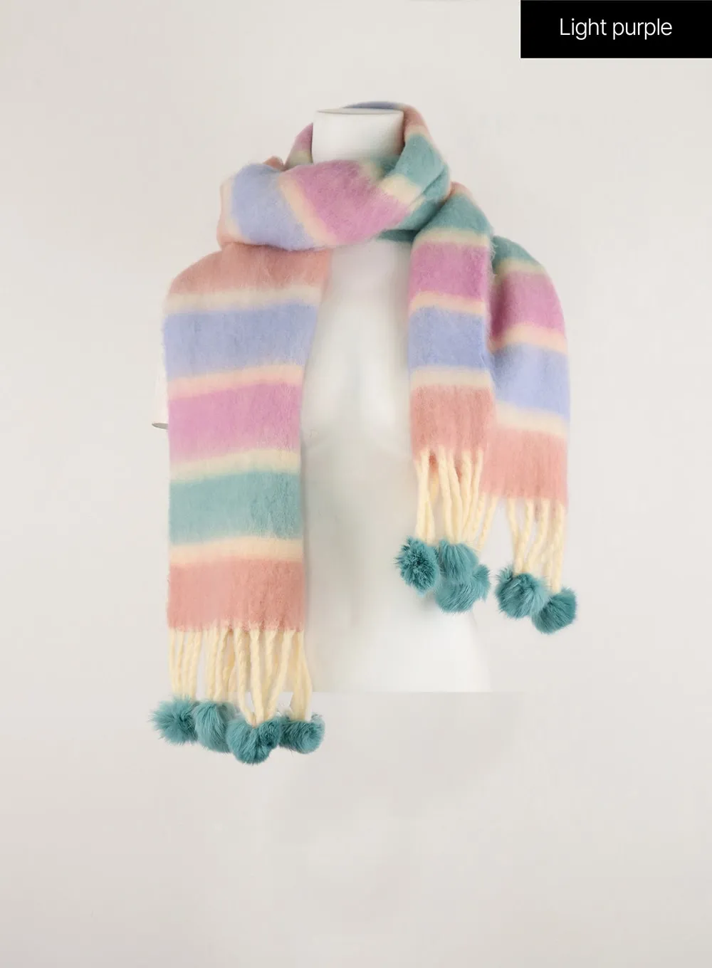 Fringed Wool Color Striped Scarf OD308