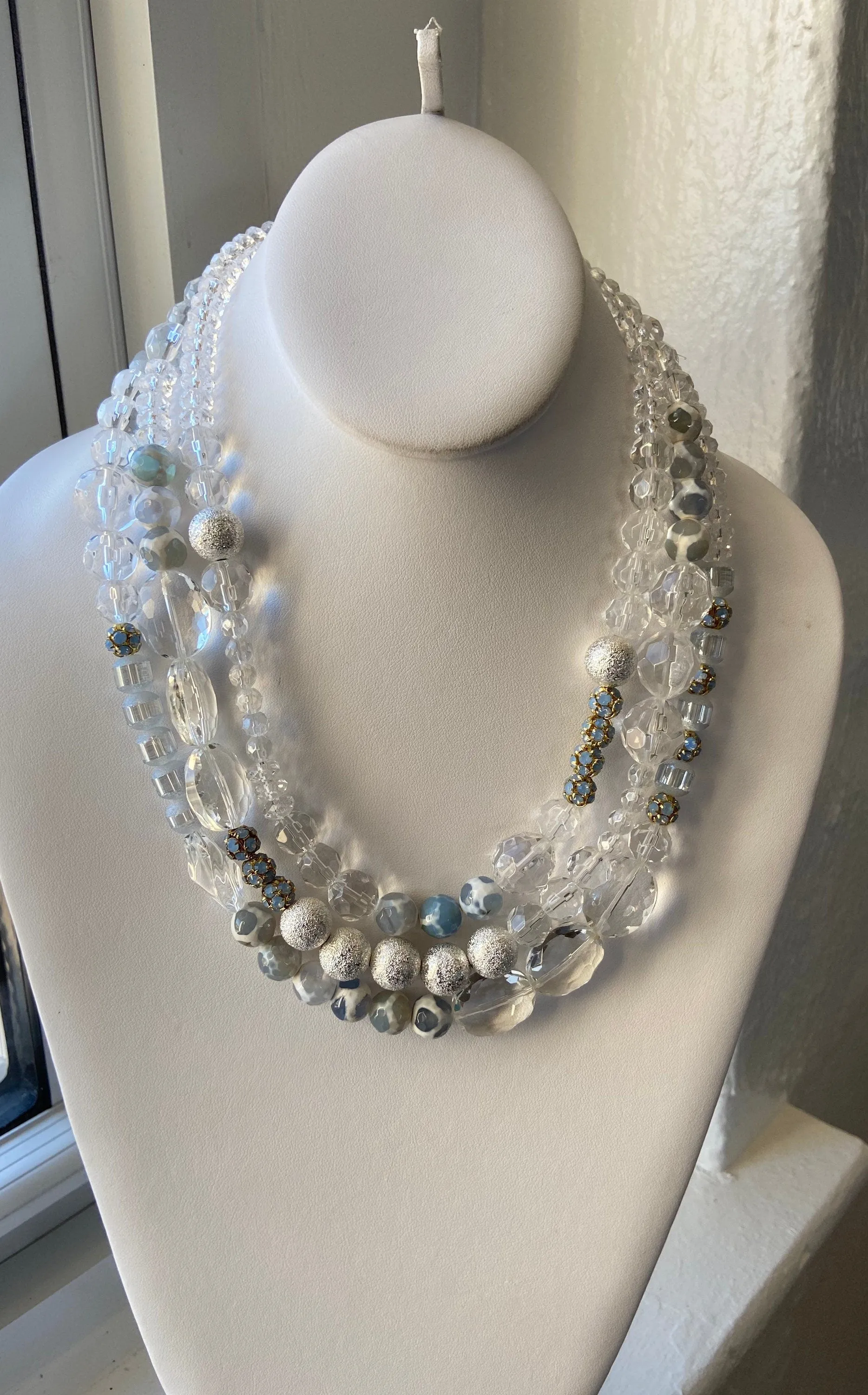 Frosty Multi-Strand Necklace - Holiday Jewelry - Crystal Necklace