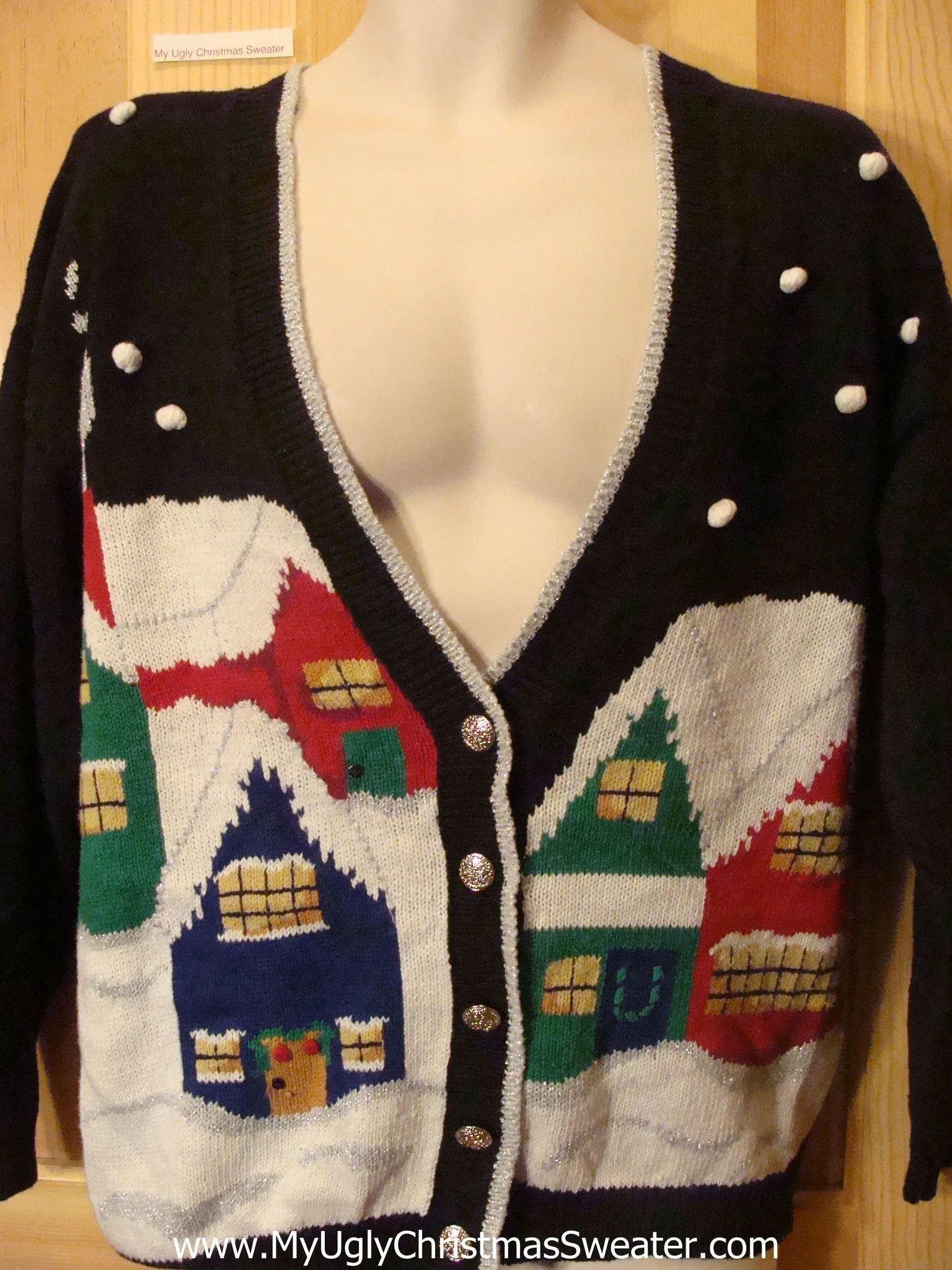 Funny Ugly Christmas Sweater 80s Winter Town