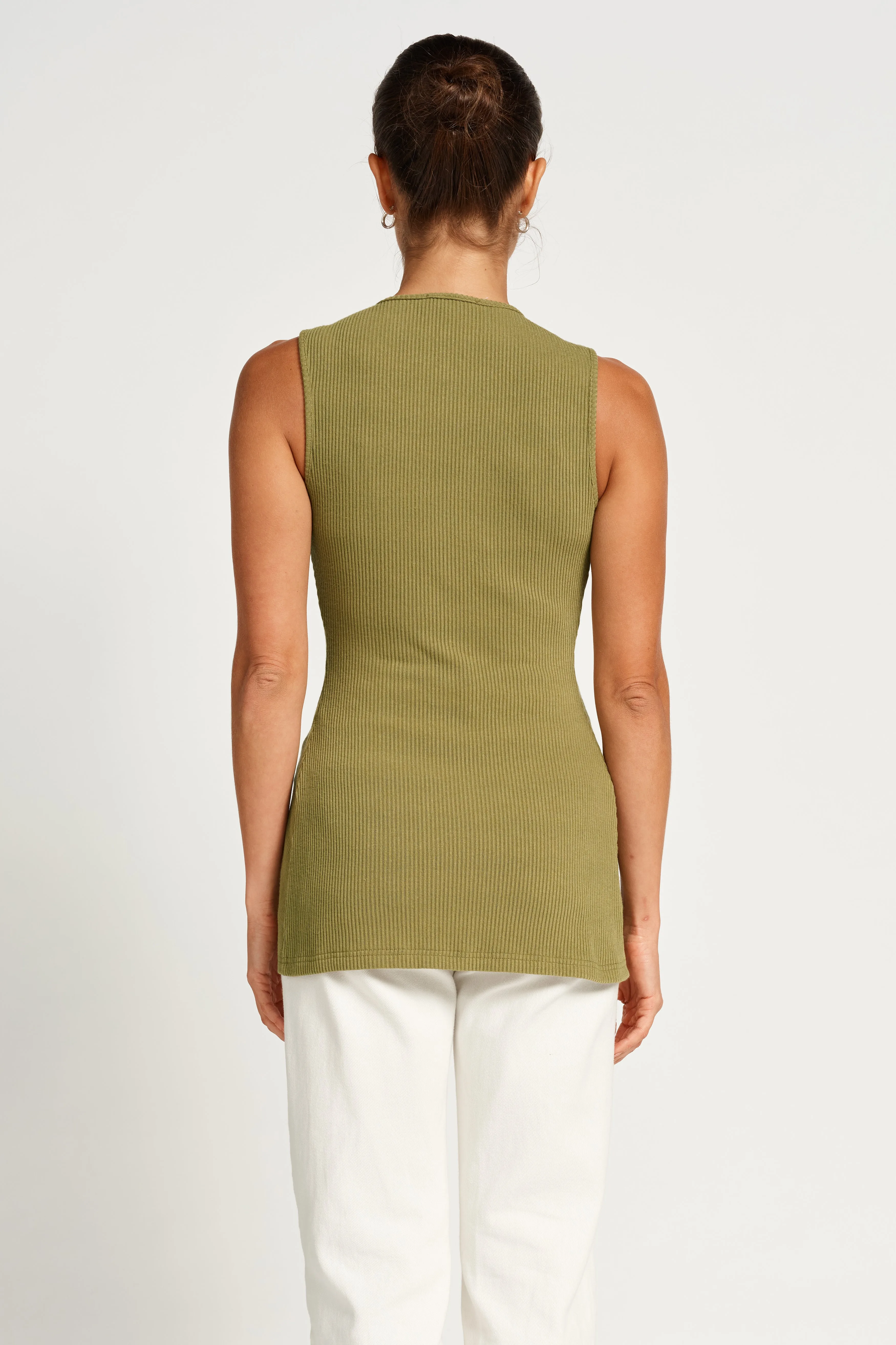 Gaia Zip-Front Knit Tank - Apple Green