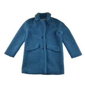 George coat women size 12 blue fleecy long jacket with pockets