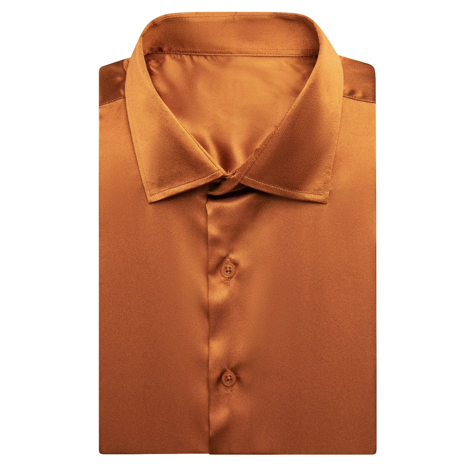 Gold Solid Satin Men's Short Sleeve Shirt