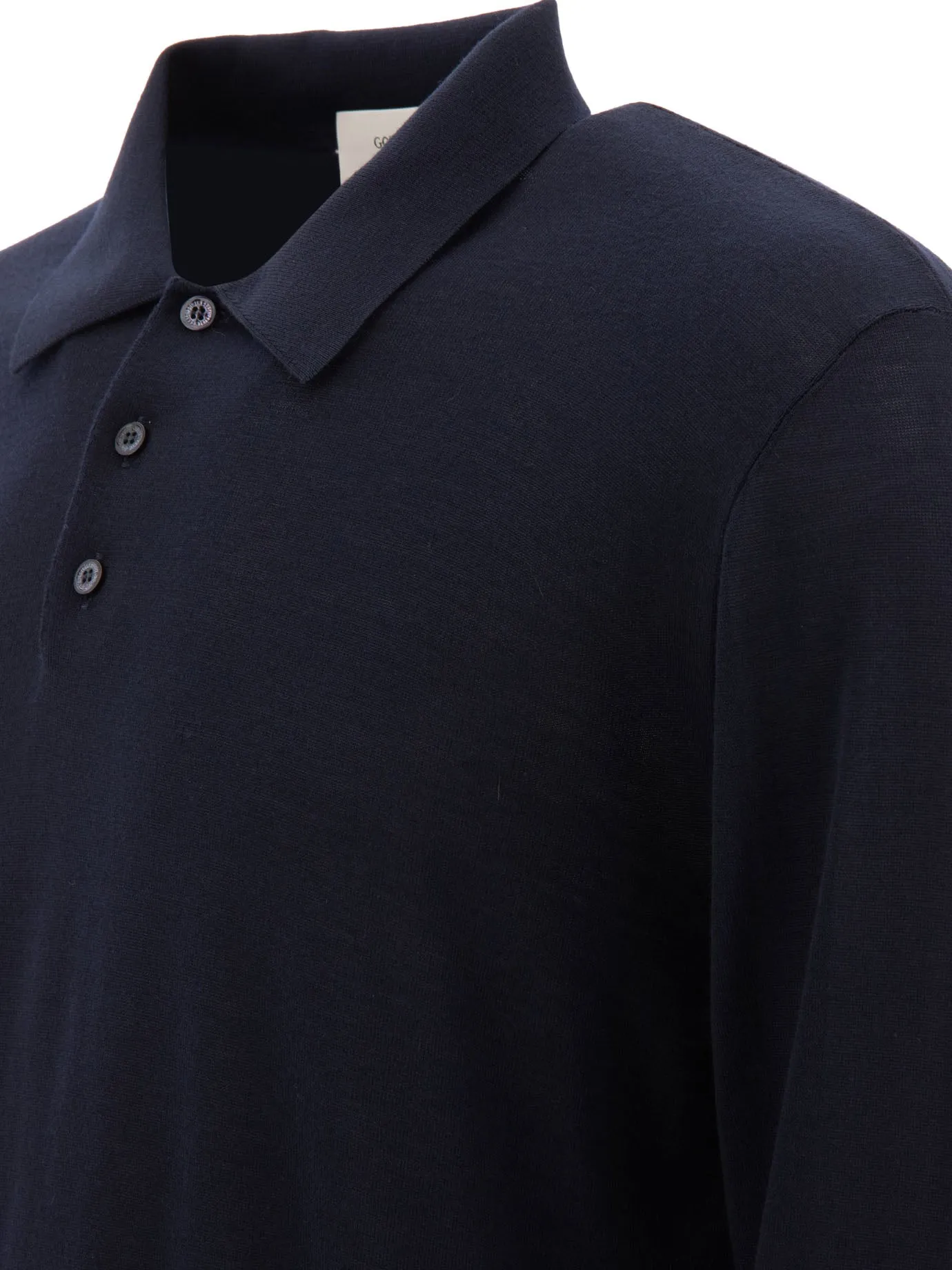 GOLDEN GOOSE Luxury Blue Wool Polo Shirt