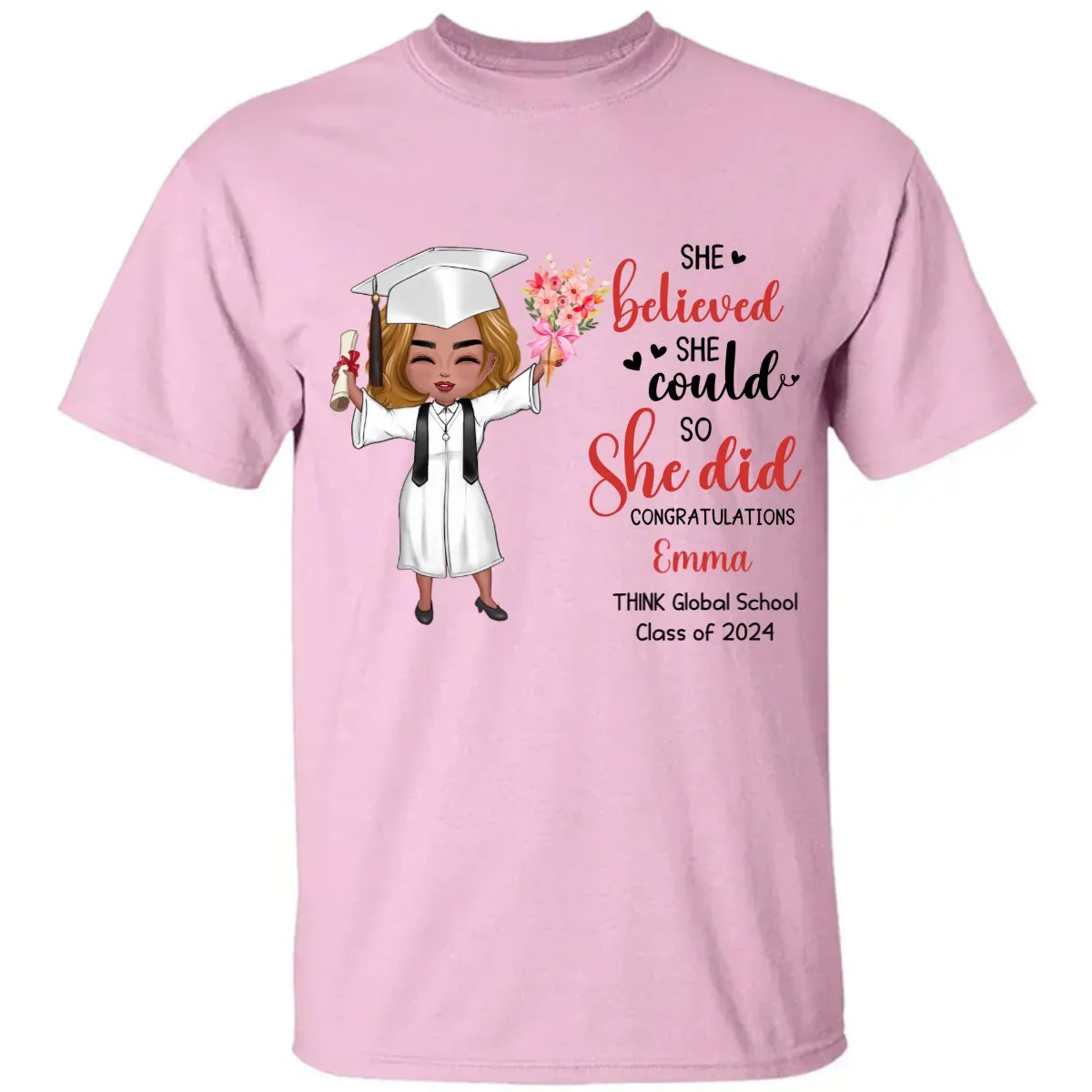 Graduation - She Believed She Could So She Did - Personalized Unisex T-shirt, Hoodie, Sweatshirt