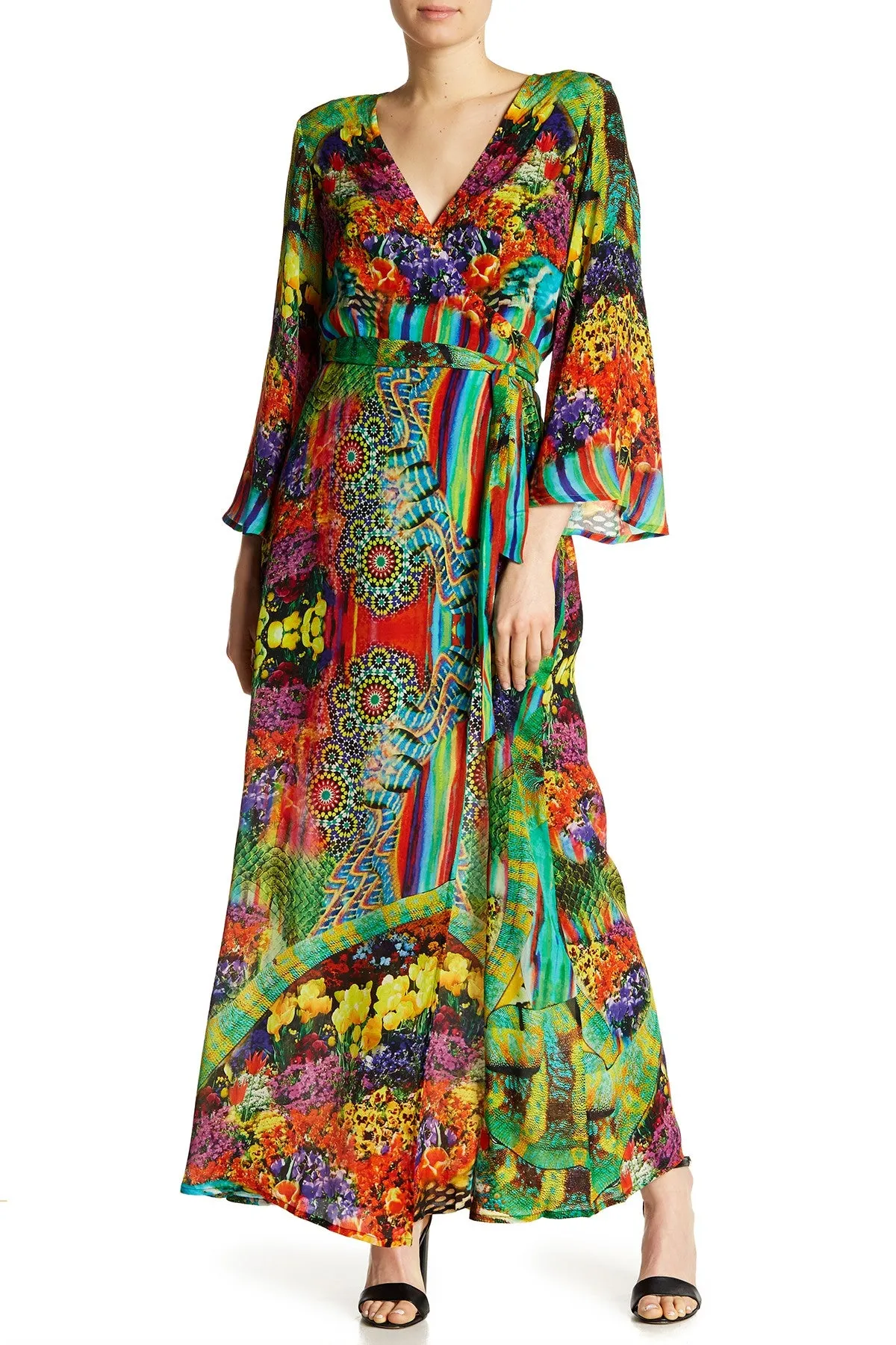 Green Envy Maxi Womens Wrap Dress