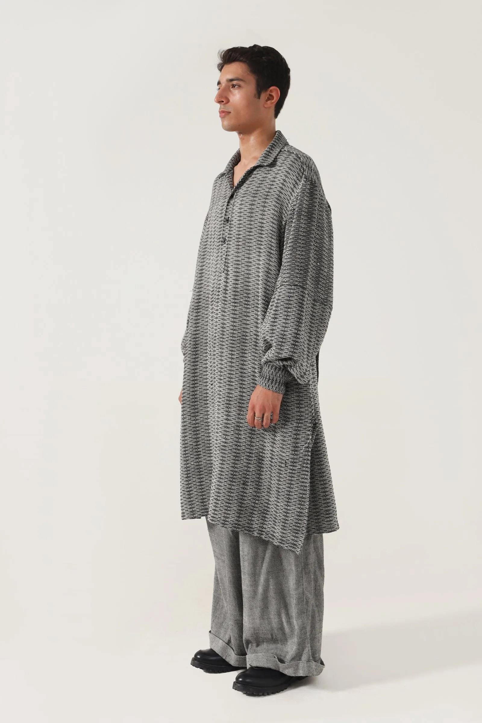 GREY HANDWOVEN SHALWAR