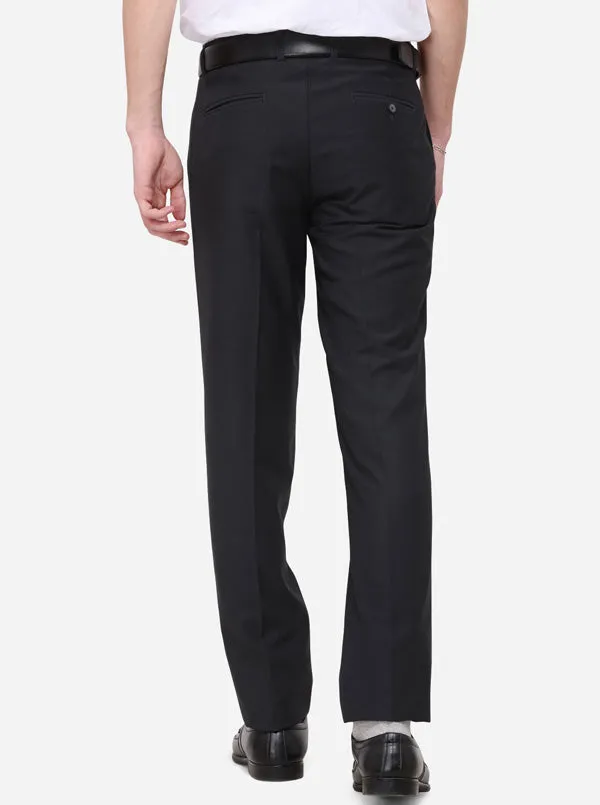 Grey Solid Slim Fit Formal Trouser | Metal