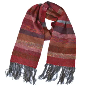 Handwoven Scarf, "Brick Red," 8.5 x 72 inches