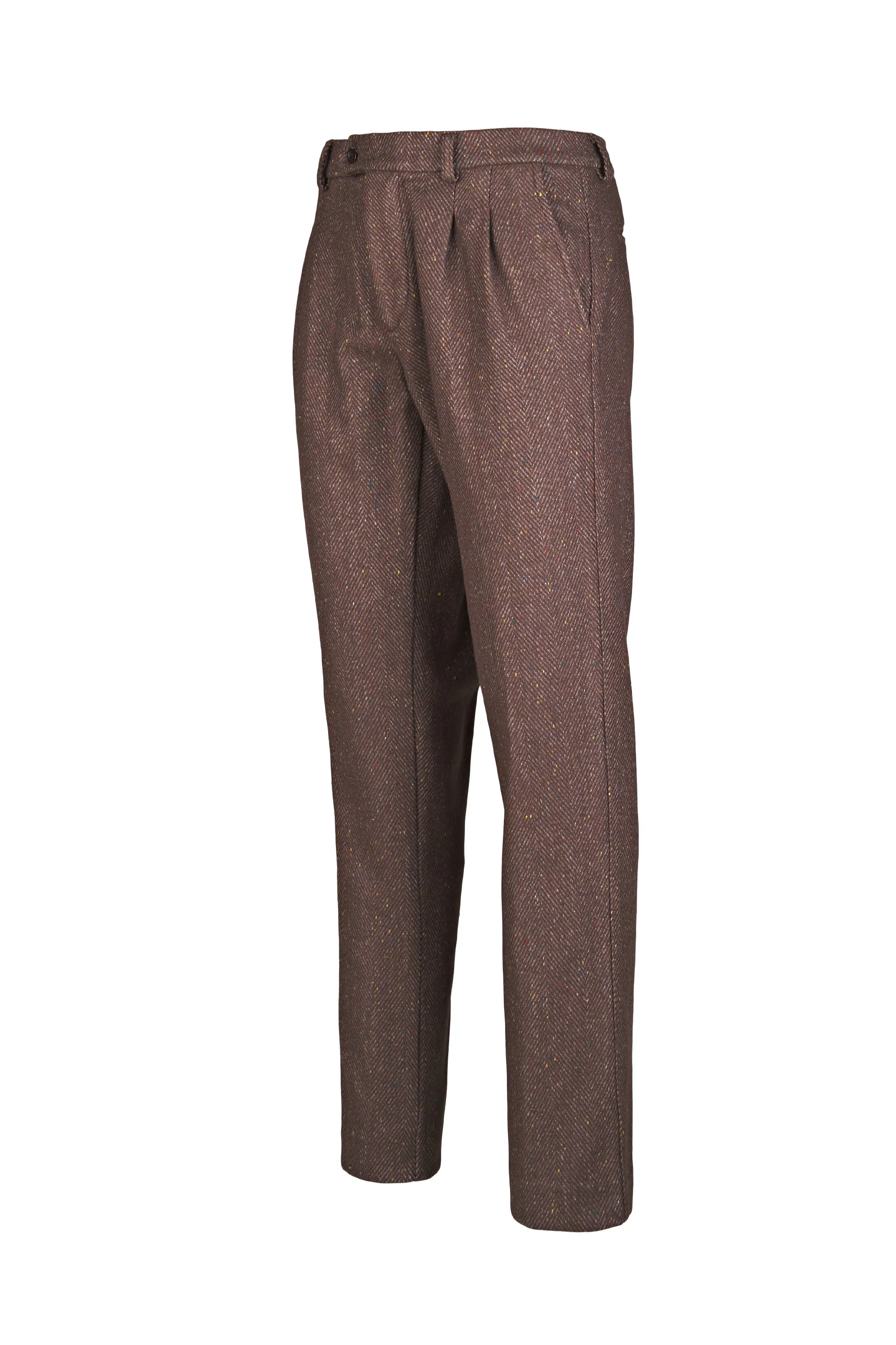 Herringbone Wool-Blend Trousers with Knickerbocker Yarn