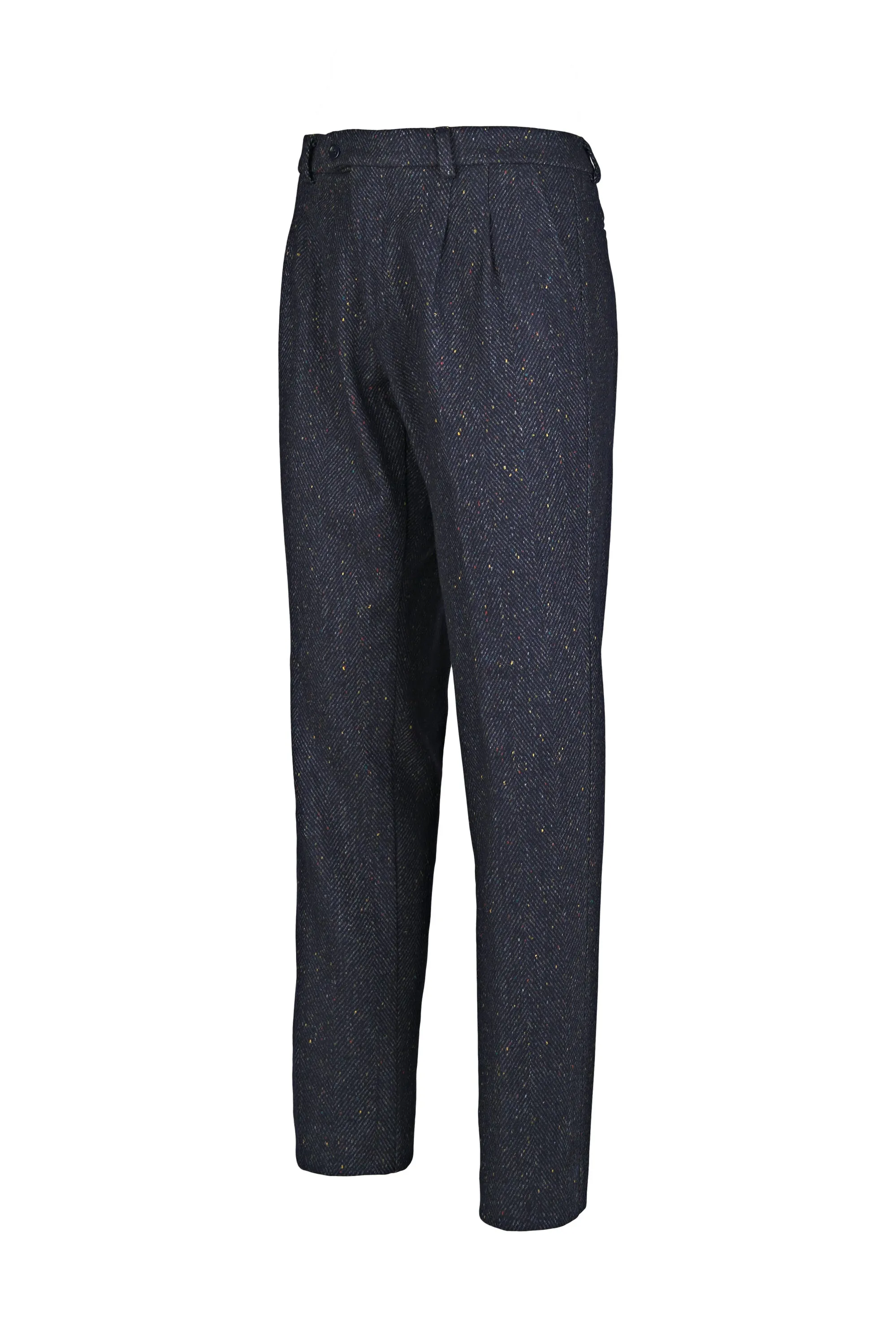 Herringbone Wool-Blend Trousers with Knickerbocker Yarn