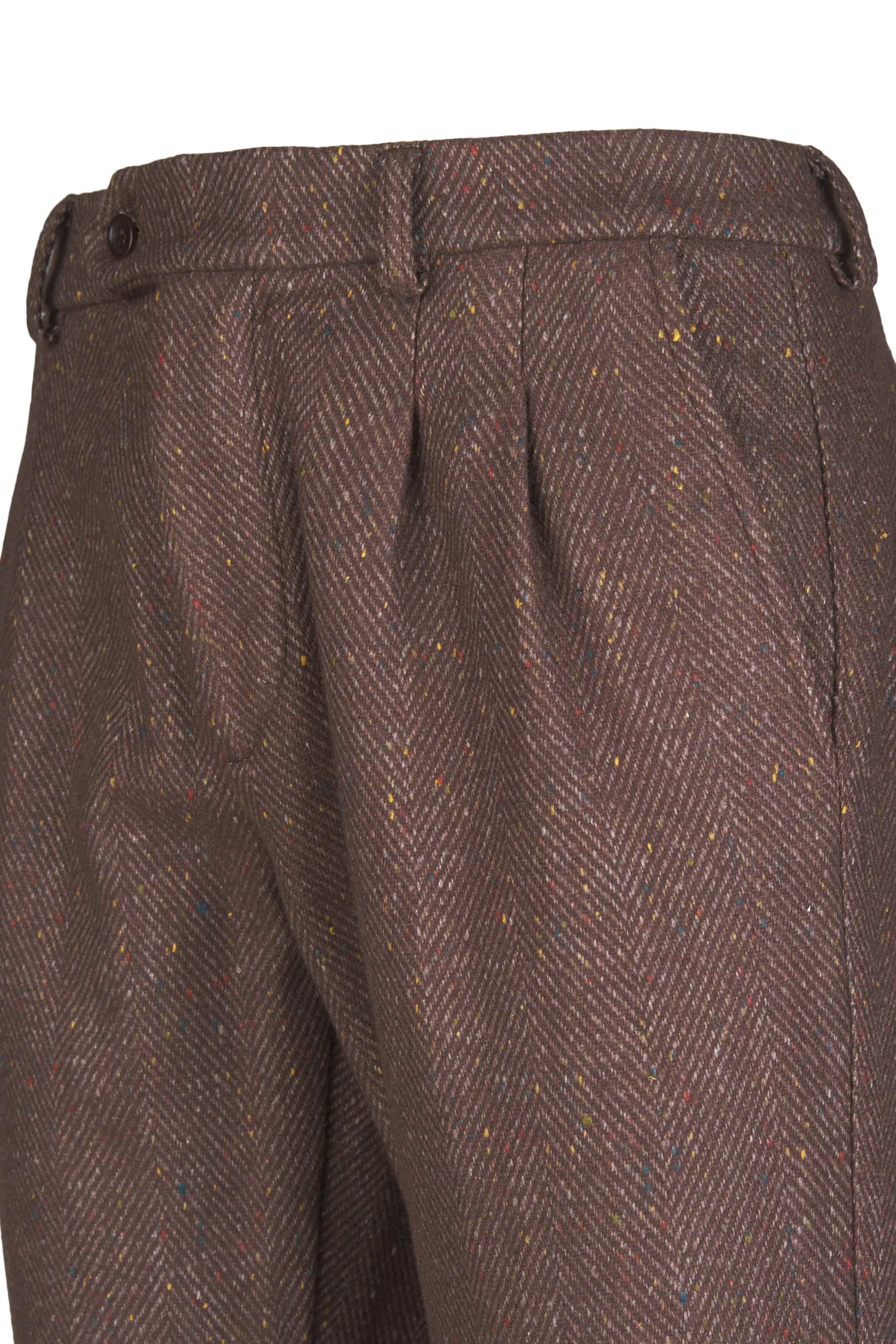 Herringbone Wool-Blend Trousers with Knickerbocker Yarn