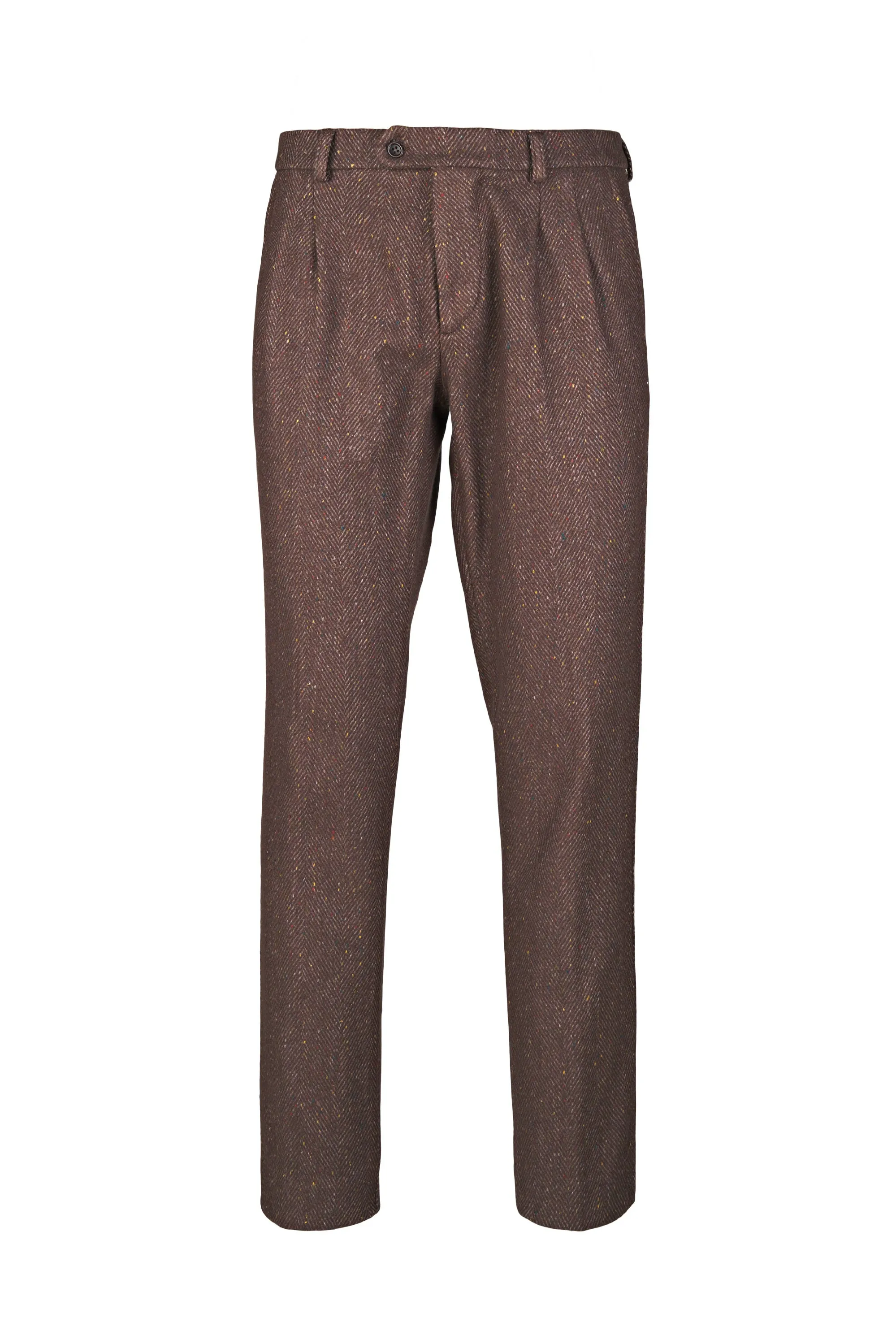 Herringbone Wool-Blend Trousers with Knickerbocker Yarn