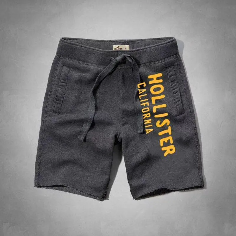 Hollister California Men's With Yellow Logo Jogging Shorts-Ash