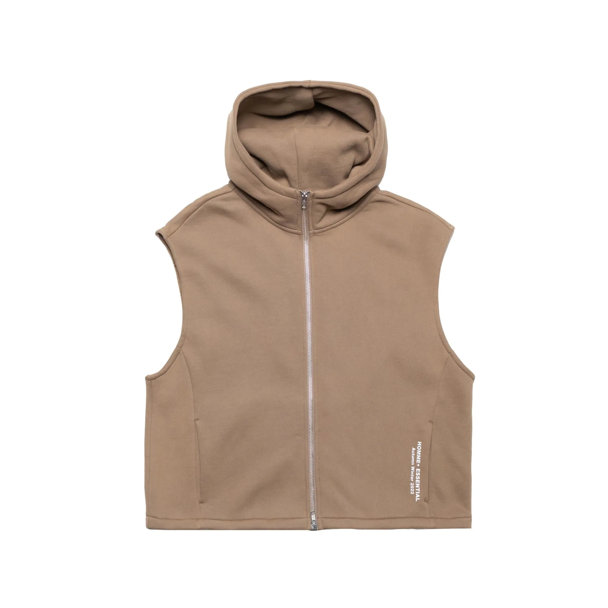 HOMME  Hooded Fleece Vest Mocha