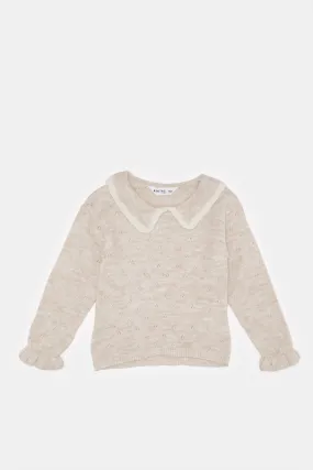 Infant Girls Beige Knitted Pullover