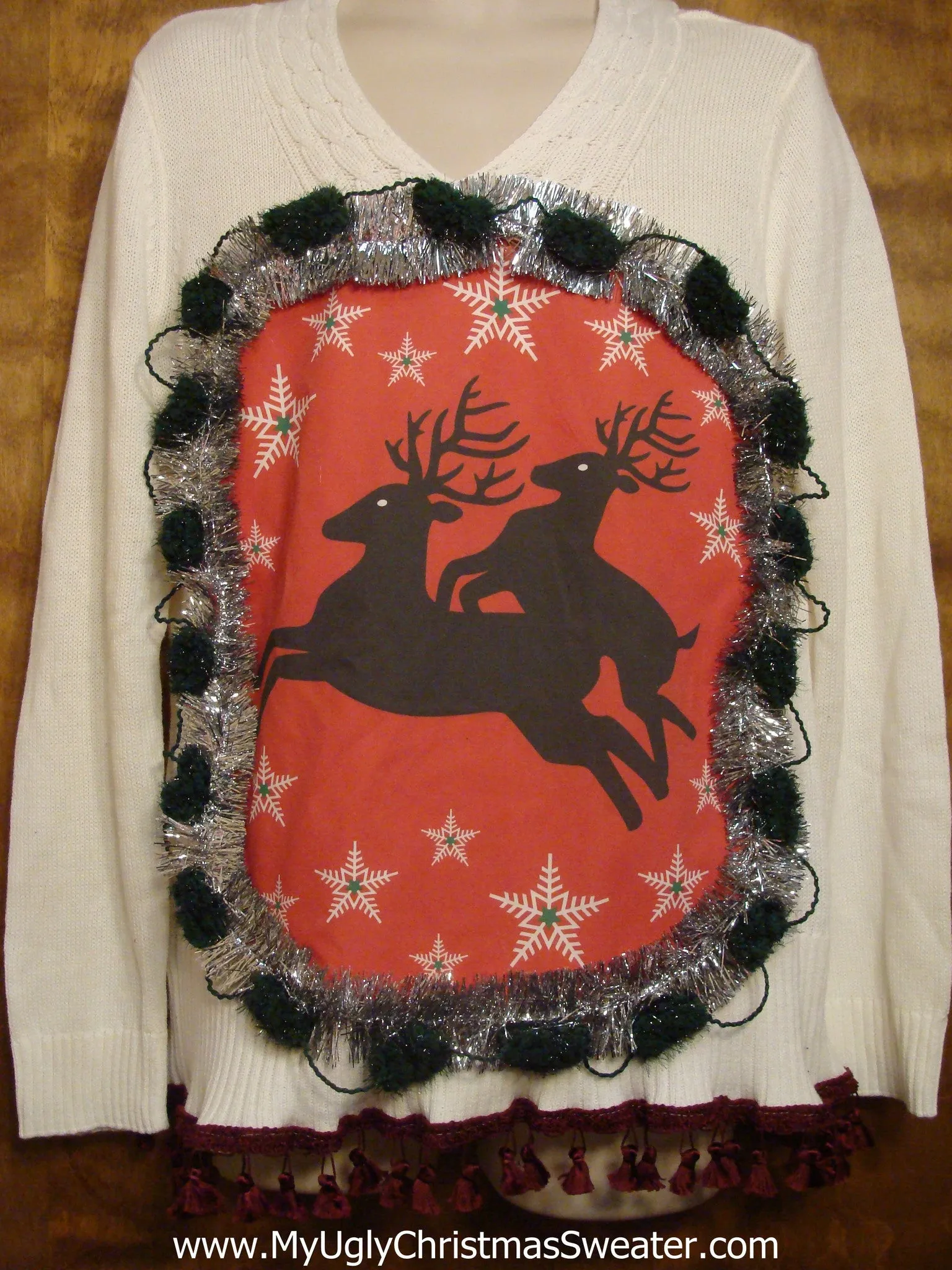 Ivory Naughty Reindeer Christmas Sweater