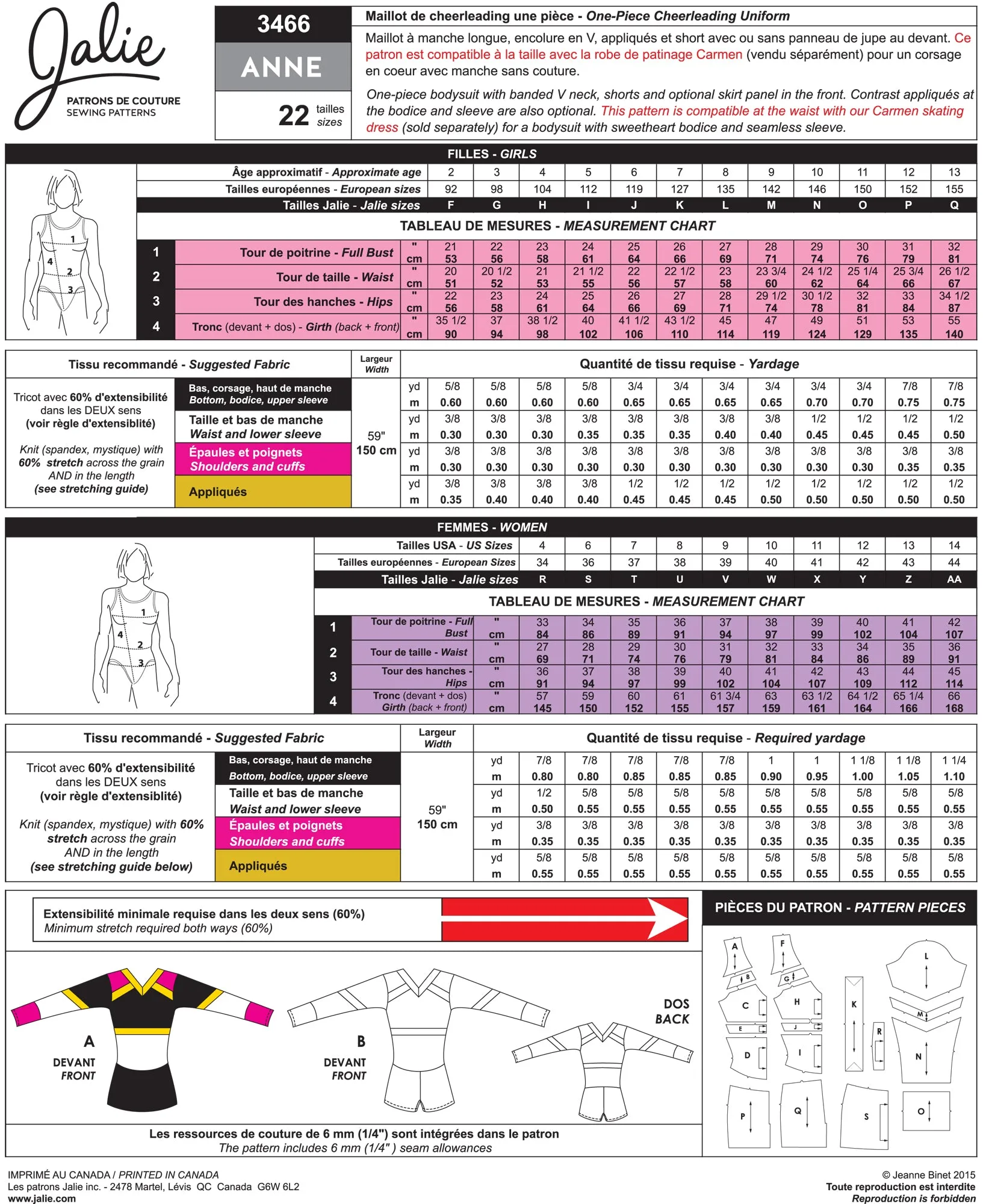 Jalie Pattern 3466 - ANNE Cheerleading Uniform