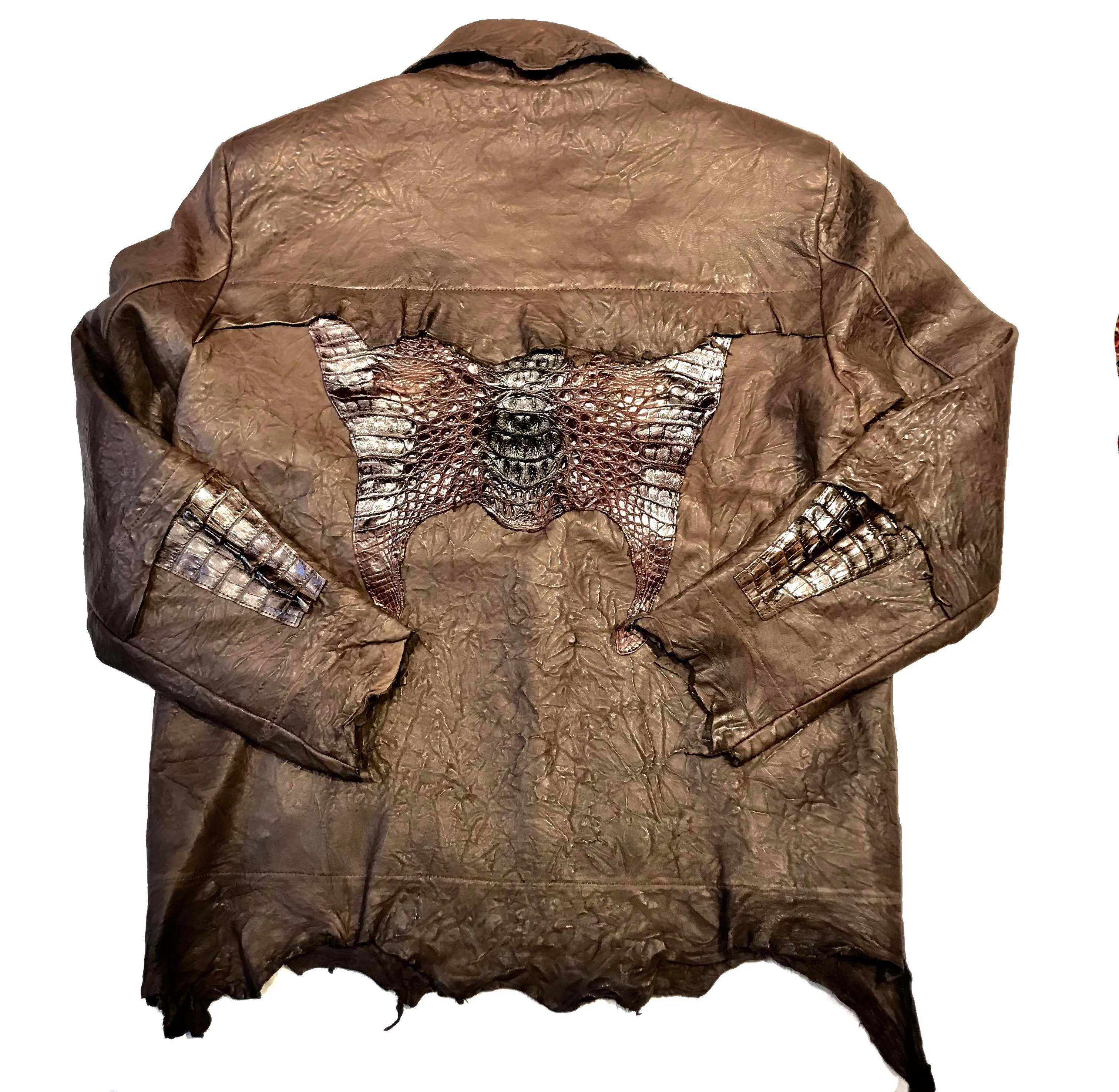 Kashani LUX Chocolate Raw Cut Alligator Lambskin Bomber Jacket