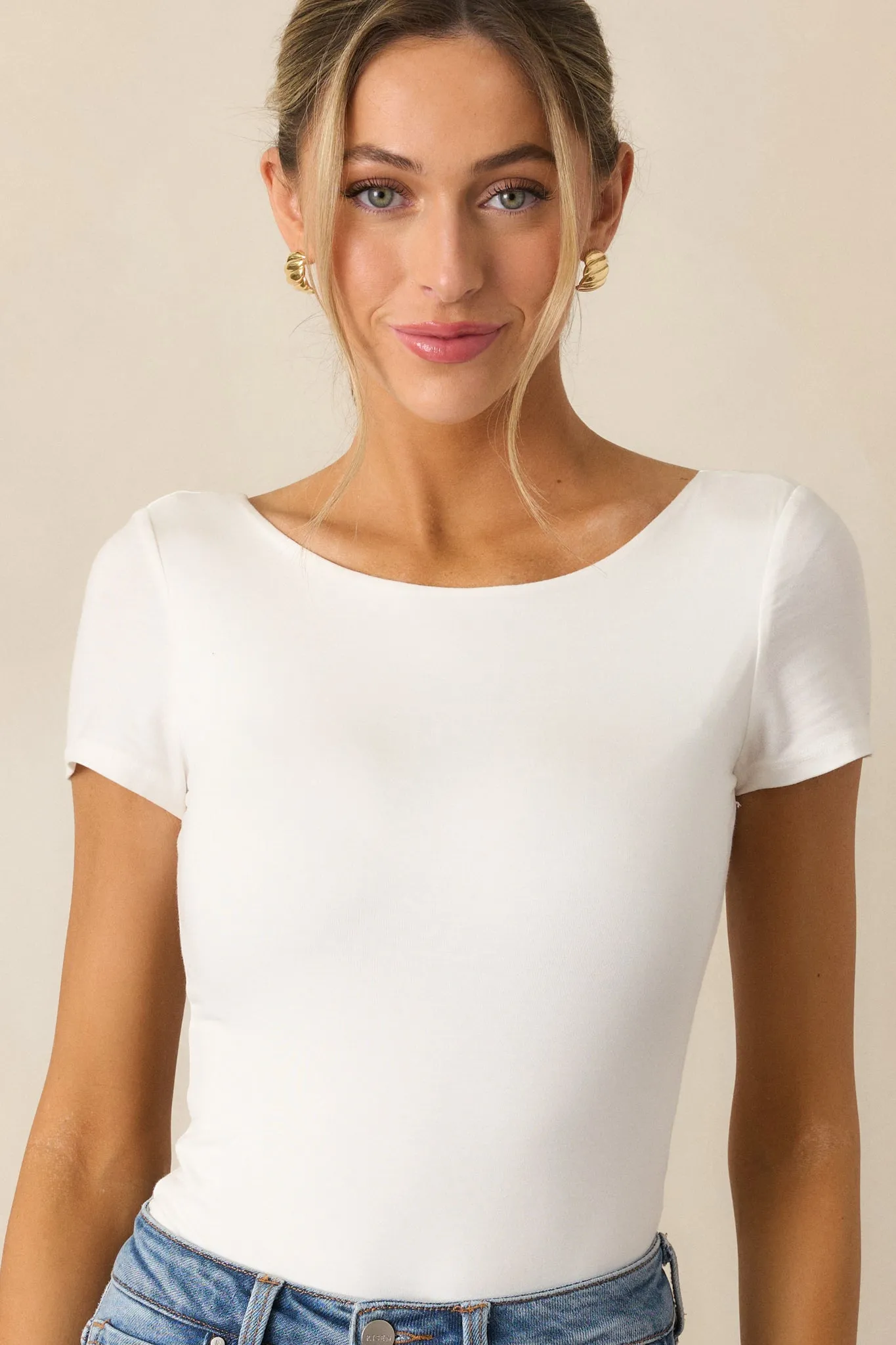 Keep It Real White Scoop Neck Bodysuit