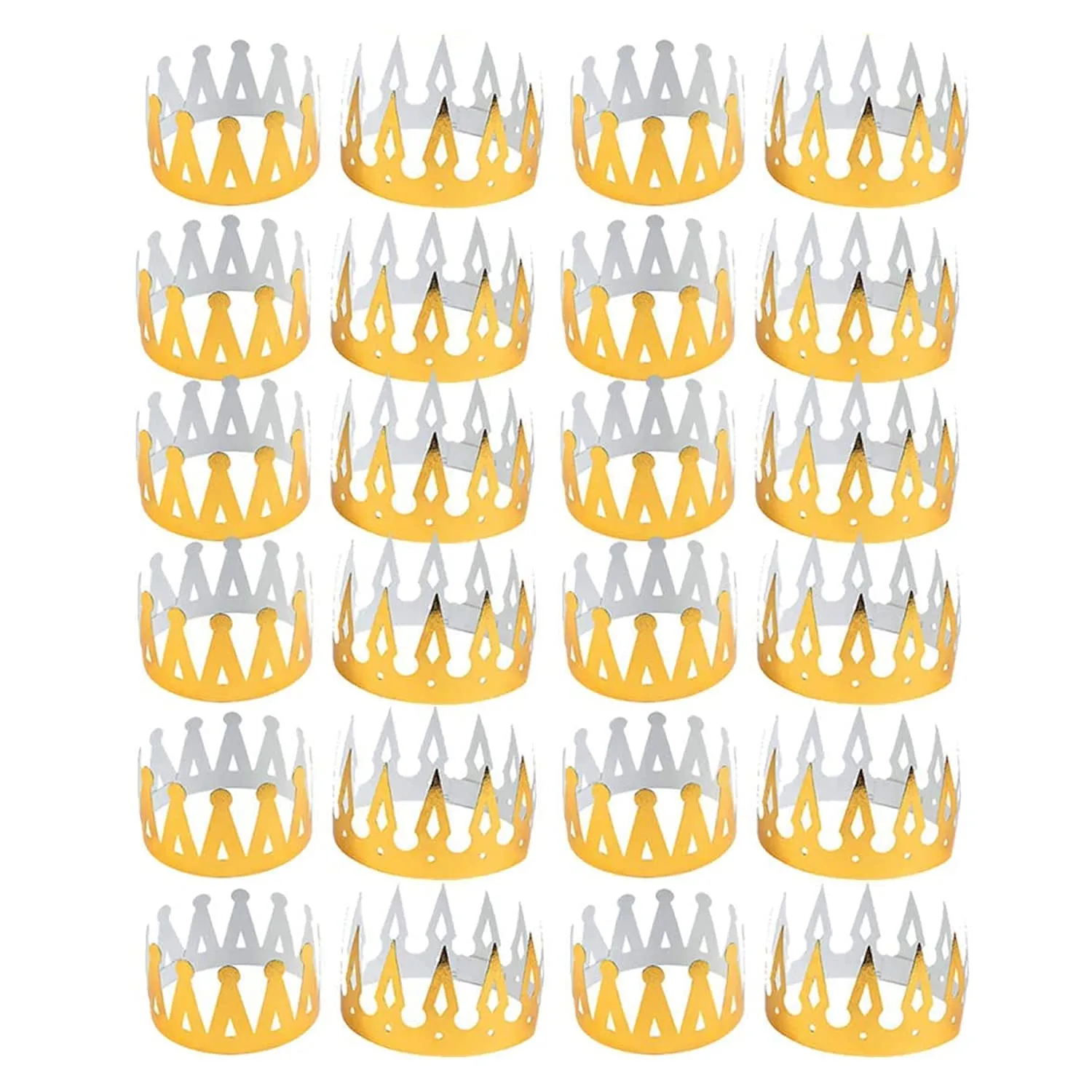 Kicko Gold Foil Crown - 24 Pack - Prince, Princess, Queen, or King Party Favors for Kids