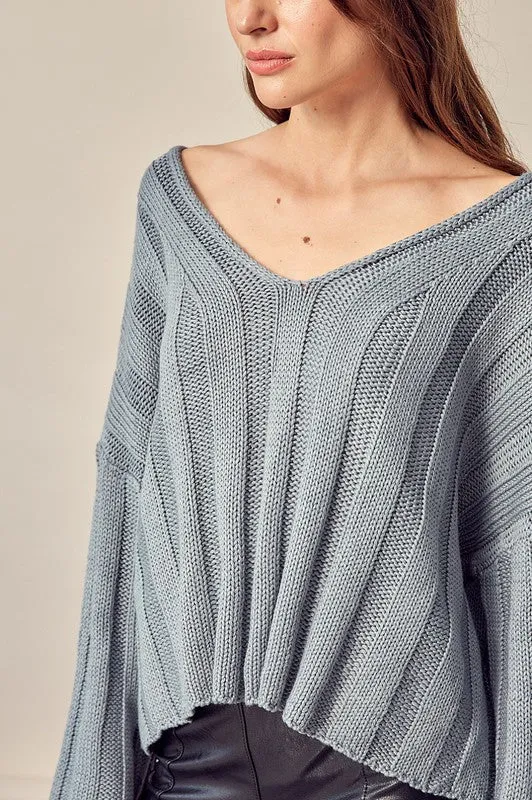 KNITTED CROPPED PULLOVER SWEATER