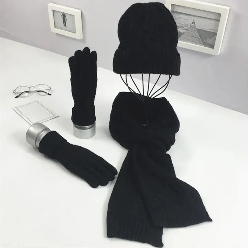 Knitted Winter Hat, Scarf & Gloves Set for Women - Cozy 3-Piece Cold Weather Bundle