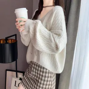 Korean Style Solid Color Pullover Sweater Outer Wear