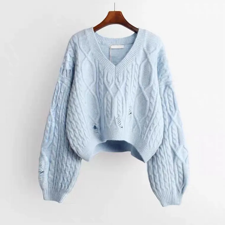 Korean Style Solid Color Pullover Sweater Outer Wear