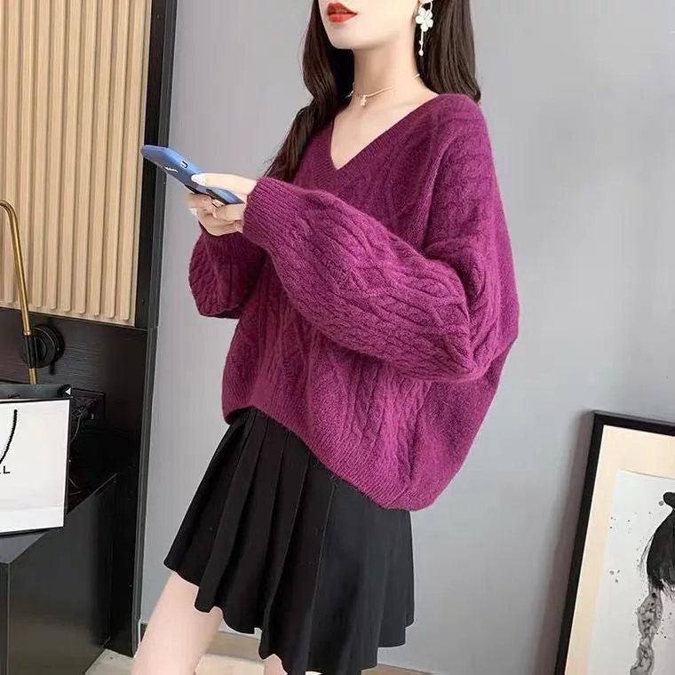 Korean Style Solid Color Pullover Sweater Outer Wear