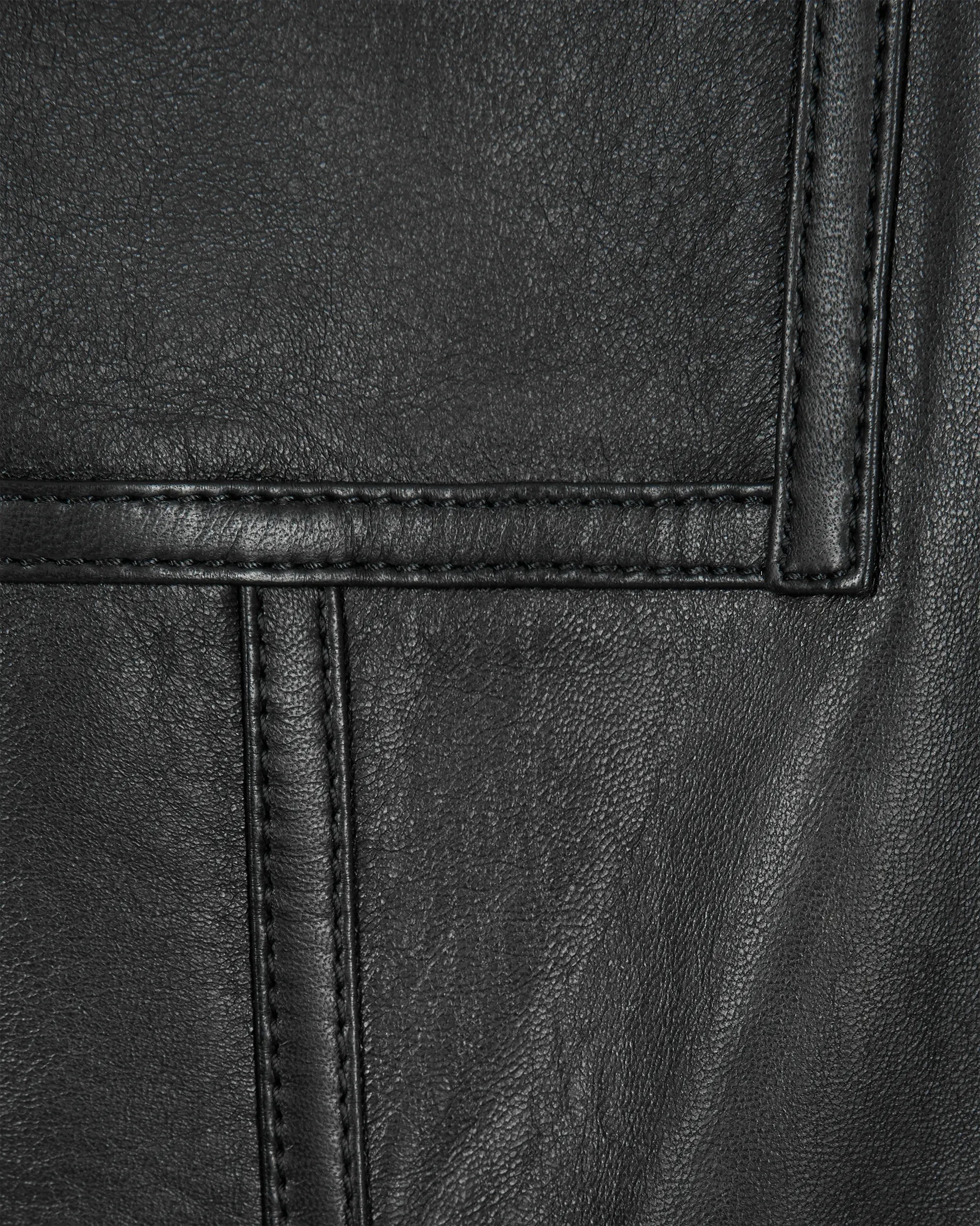 Leather Moto Jacket With Woven Chain Detail