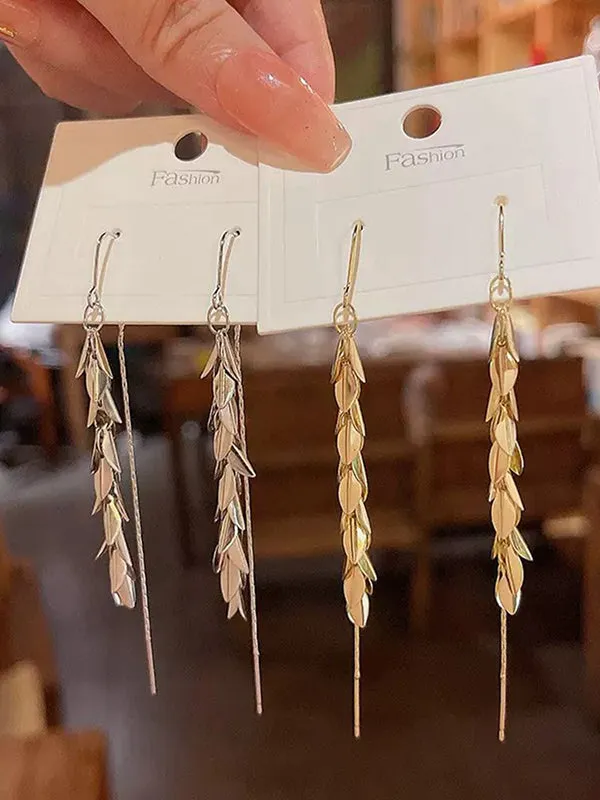 Leaves Shape Tasseled Drop Earrings