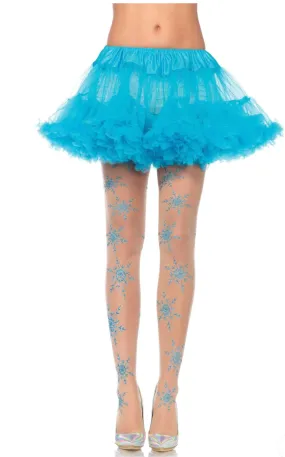 Leg Avenue Let It Snow Spandex Sheer Glitter Snowflake Pantyhose LA7952