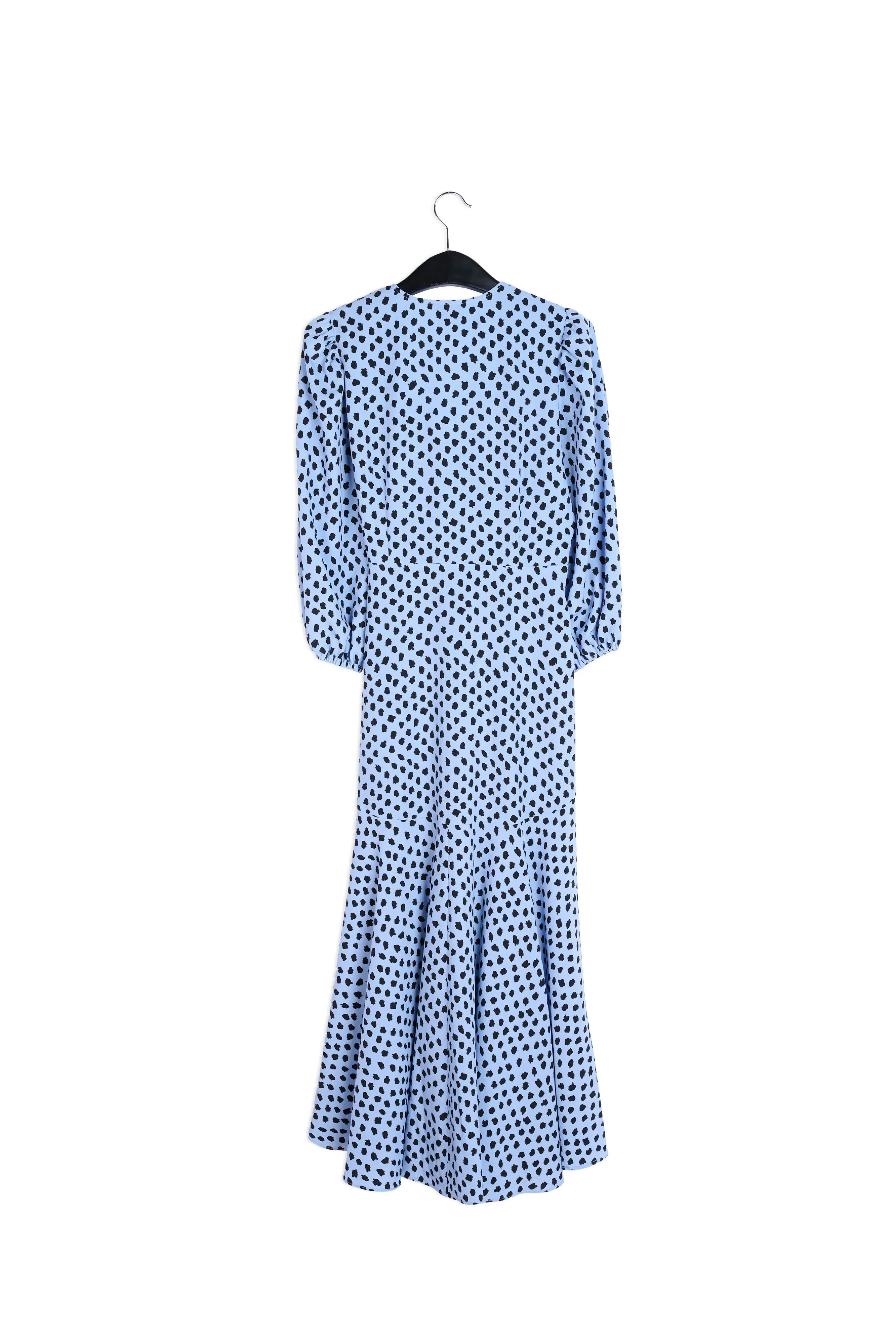 Light blue polka dot wrap maxi dress